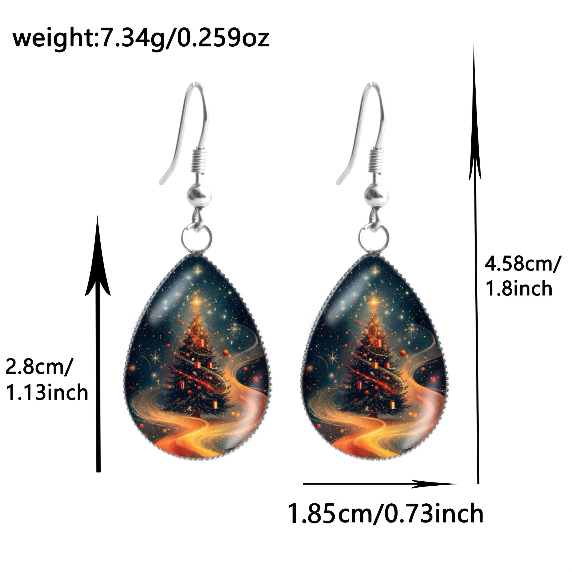 Christmas Tree Pattern Stainless Steel Earrings, Holiday Gift